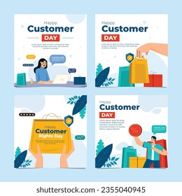 feed icon set for Customer service Landing page. Woman with laptop waiting for phone call. call center on white blue background.