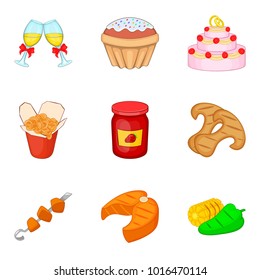 Feed icons set. Cartoon set of 9 feed vector icons for web isolated on white background