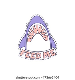 Feed Me Shark Bright Hipster Sticker