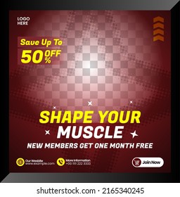 Feed post gym fitness social media 
 or Poster template 