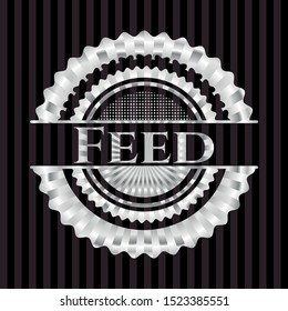 Feed silver badge. Vector Illustration. Mosaic.
