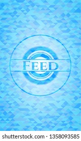 Feed sky blue emblem. Mosaic background