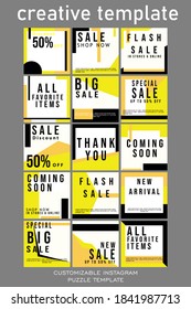 feed template, puzzle template,yellow background,suitable for use