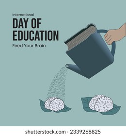 Feed your brain, International day of education, Educational success concept vector illustration for corporate, school, and library. Creative poster, banner, backdrop.