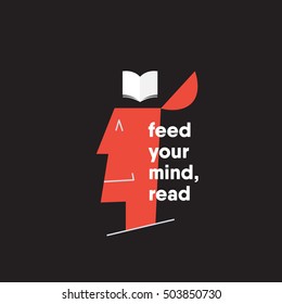 Feed Your Mind. Reading Concept. Happy Man Thinking Of Reading. Open Minded Man. Vector Illustration. Eps 10