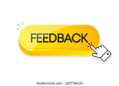 Feedback 3d button. Mouse touched button. Vector illustration.