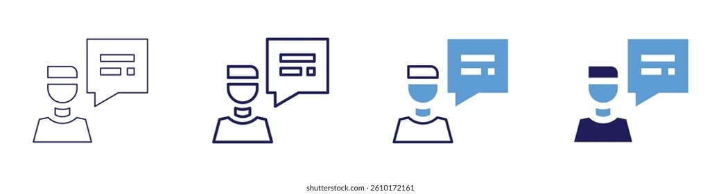Feedback approach icon in 4 different styles. Thin Line, Line, Bold Line, Duotone. Duotone style. Editable stroke.
