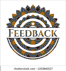 Feedback arabesque style emblem. arabic decoration.