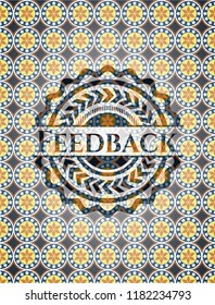 Feedback arabic style emblem. Arabesque decoration.