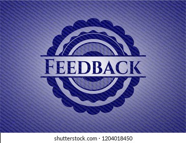 Feedback badge with denim texture
