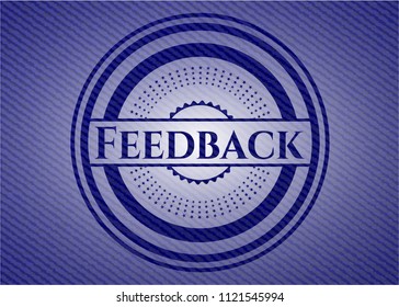 Feedback badge with jean texture