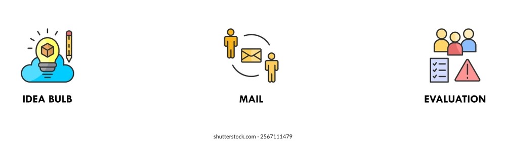 Feedback  banner web icon illustration concept with icon of idea bulb, mail, and evaluation