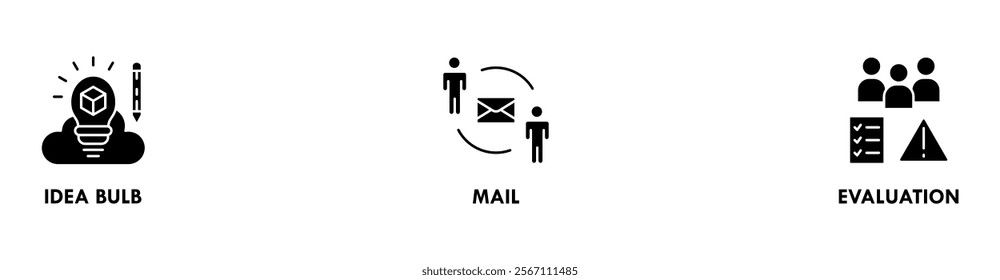 Feedback  banner web icon illustration concept with icon of idea bulb, mail, and evaluation