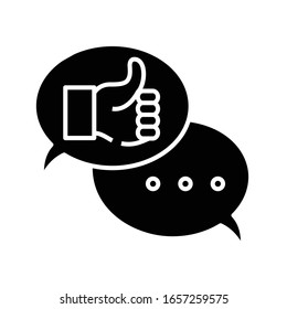Icono negro de retroalimentación, ilustración conceptual, símbolo plano vectorial, signo de glifo.