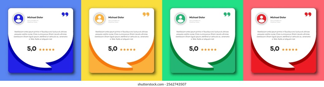 Feedback box set, bubble testimonial banner