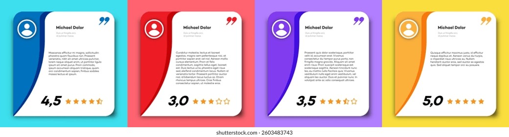 Feedback box vector set colorful style