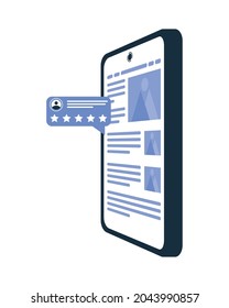 burbuja de comentarios en smartphone con fondo blanco