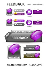 Feedback button, collection of feedback icons and buttons