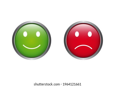 Feedback Buttons With Emoticons In Green Yellow And Red