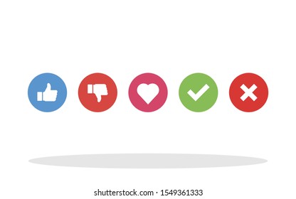 Feedback buttons set icon in flat style. Social media feedback symbols for your web site design, logo, app, UI Vector EPS 10.