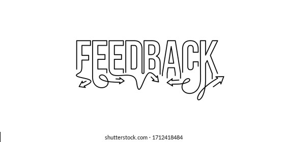Feedback Calligraphic line art Text shopping poster vector illustration Design.