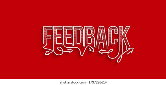 Feedback Kalligraphische Linie Art Text Shopping Poster Vektor Illustration Design.