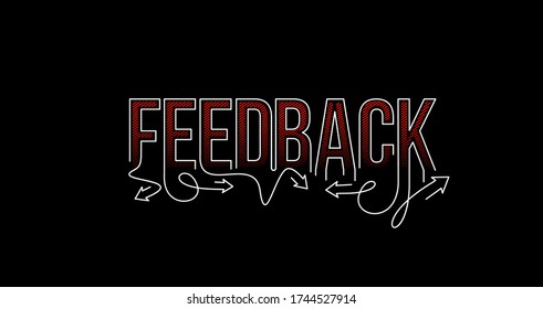 Feedback Calligraphic line art Text shopping poster vector illustration Design.