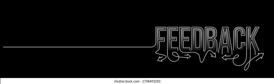 Feedback Calligraphic line art Text shopping poster vector illustration Design.