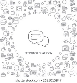 Feedback Chat ICon, line style with mosaic icon background, great for web and background use.