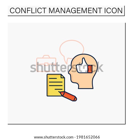 Feedback color icon. Giving constructive feedback. Reasonable thoughts about work. Smart ideas. Conflict management concept. Isolated vector illustration