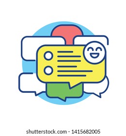 Feedback color line icon. Customer satisfaction. Online communication.  Client opinion. Sign for web page, mobile app. Vector isolated object. Editable stroke.