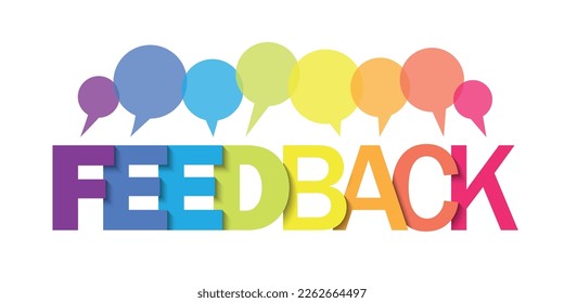 FEEDBACK colorful vector typography banner with speech bubbles