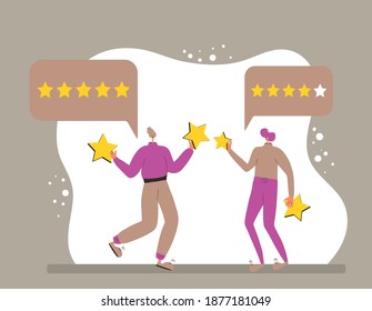 People Characters Giving Five Star Feedback Stock Vector (Royalty Free ...