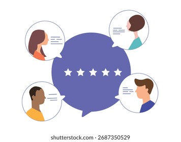 Concepto de Comentarios. Clientes que eligen la satisfacción. Calificación y dejar una reseña positiva