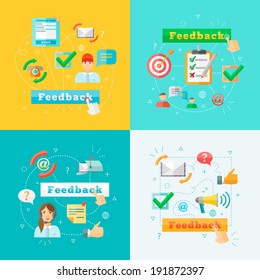 Feedback concept computer design infographic charts elements set vector illustration