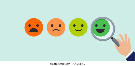 Feedback concept design, emoticons scale background and banner