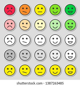 Feedback concept design, emotions scale rating. Simple and flat feedback stickers.