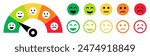Feedback concept design set. Feedback emoji. Bad and Good Review. Emoticon, emoji and smile, emotions scale. Happy and Sad reaction. Mood faces for survey, rating icons. Vector illustration