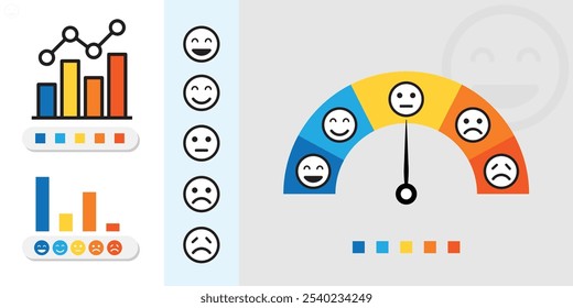 Feedback concept design set. Feedback emoji. Bad and Good Review. Emoticon, emoji and smile, emotions scale. Happy and Sad reaction. Mood faces for survey, rating icons.