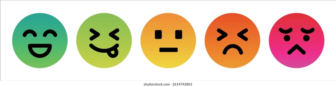 Feedback concept design set. Feedback emoji. Bad and Good Review. Emoticon, emoji and smile, emotions scale. Happy and Sad reaction. Mood faces for survey, rating icons. Vector illustration