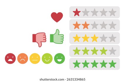 Feedback concept design set isolated vector. Review options illustration. 