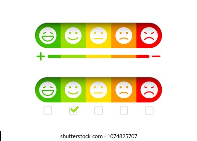 Feedback concept with different emoticons, vector illustration