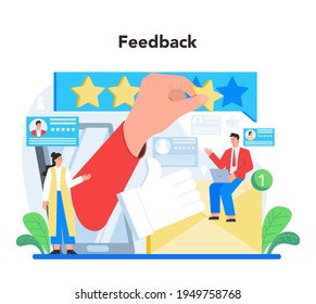 Concepto de retroalimentación. Idea de la revisión de clientes. Calificación positiva y negativa