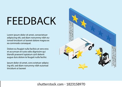 Feedback concept illustration. Idea of reviews and advices. Isometric view. Vector