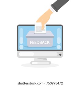 Feedback concept illustration. Putting your feedback into poll on the screen.