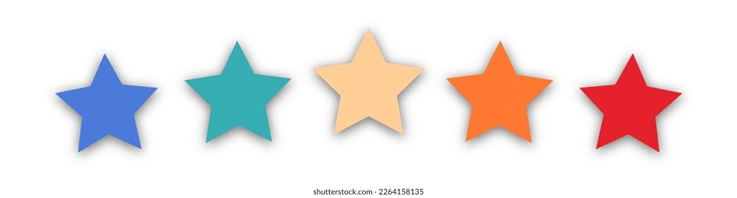 Feedback concept for mobile app or website. Quality shape design. Vector illustration in 1970s 1950s 1960s style. Colorful rating stars in retro style on a white background.