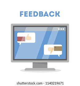 Feedback concept. People leave feedback and comment content. Idea of customer review. Positive and negative rating. Isolated vector flat illustration