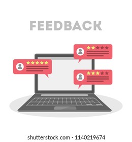 Feedback concept. People leave feedback and comment content. Idea of customer review. Positive and negative rating. Isolated vector flat illustration