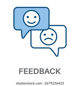 Feedback-Konzept Simple Style Blue Design Vector