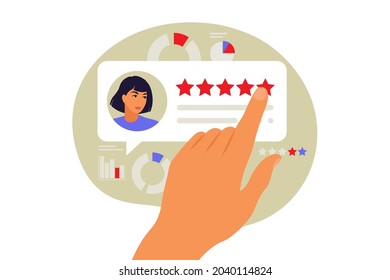 Feedback concept. Star rating. Vector illustration. Flat.